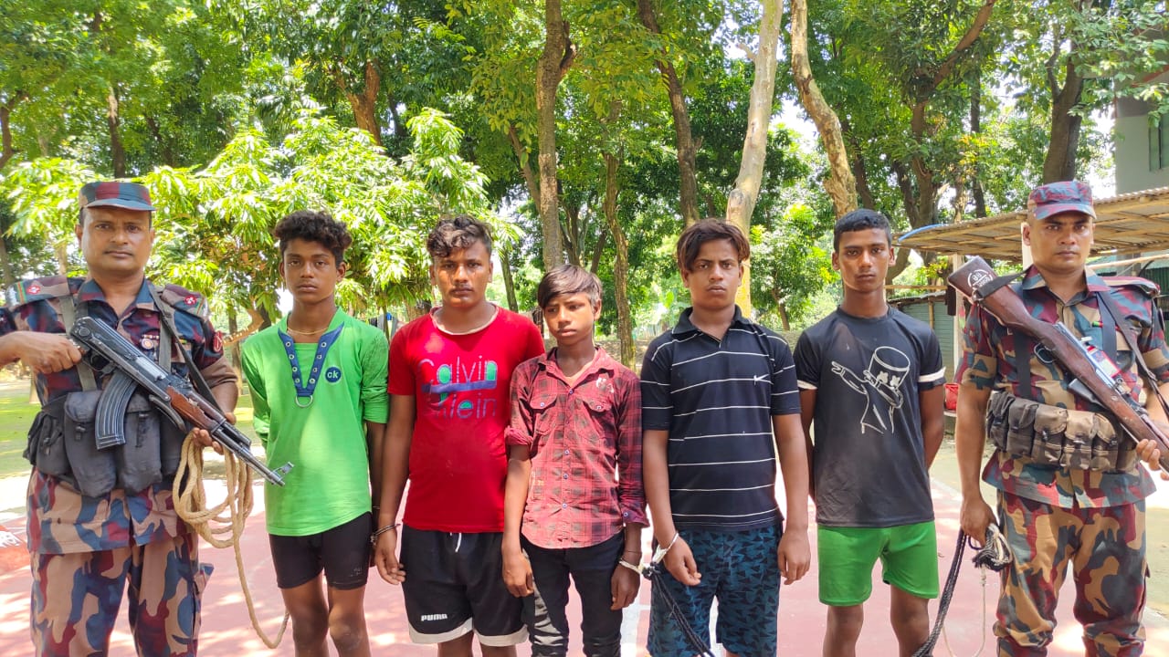 চাঁপাইনবাবগঞ্জ সীমান্তে তিনটি গরুসহ ৫ ভারতীয় নাগরিক আটক