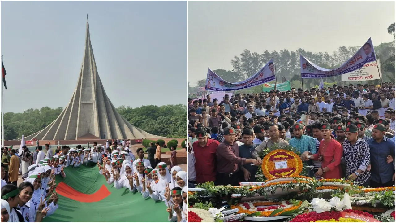 জাতীয় স্মৃতিসৌধে জনতার ঢল, ফুলেল শ্রদ্ধায় স্মরণ বীর শহীদদের
