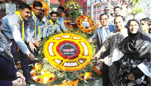 বিনম্র শ্রদ্ধায় রাজশাহীতে অমর একুশে পালন