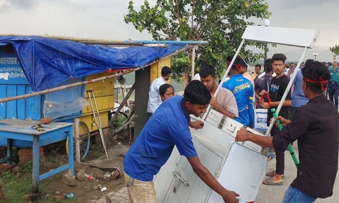 রাজশাহীর টি-গ্রোয়েন ও আই-বাঁধের অবৈধ স্থাপনা উচ্ছেদ