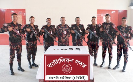মাটি খুড়ে দুটি বিদেশী  পিস্তল, মাগজিন ও গুলি উদ্ধার  করলো বিজিবি
