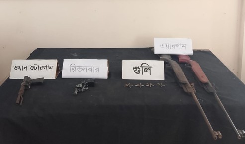 রাজশাহীতে র‌্যাবের অভিযানে একাধিক আগ্নেয়ান্ত্র ও গুলি উদ্ধার