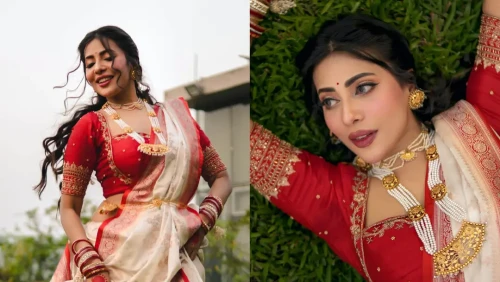 শারদীয় সাজে নজর কাড়লেন সেমন্তী